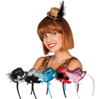 Serre tete mini chapeau cabaret paillettes plume assortis