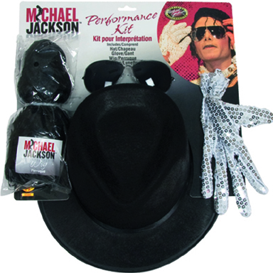 Kit mickael jackson - perruque chapeau lunettes gant
