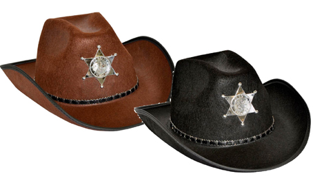 Chapeau de Cow-boy sherif adulte plusieurs couleurs