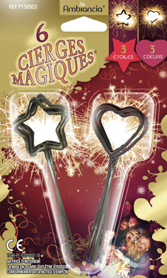 Cierges magiques coeur et etoiles sachet de 6 pieces k1