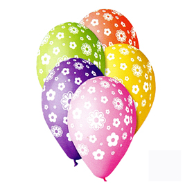 Sachet 10 ballons flowers pastel diam30 cm-cir105cm 5 couleurs ass