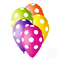 Sachet 10 ballons pois diam30 cm-cir105cm 5 couleurs ass