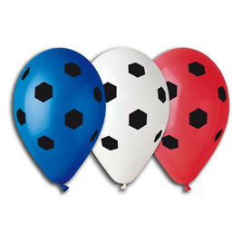 Ballon blanc decor foot autour sachet de 100 diam30cm-cir105cm