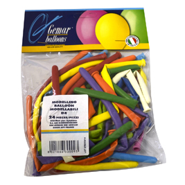Sachet de 24 ballons a modeler 140 cm-diam 5 cm-circ 15 cm
