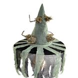 Chapeau de sorciere avec tissu et rats poilus