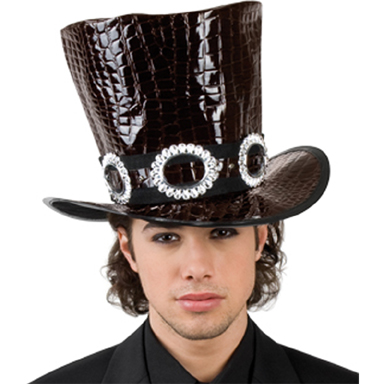 Chapeau de vampire gothique vinyle chic avec boucles