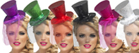 Mini chapeau haut de forme pailletes avec filet argent