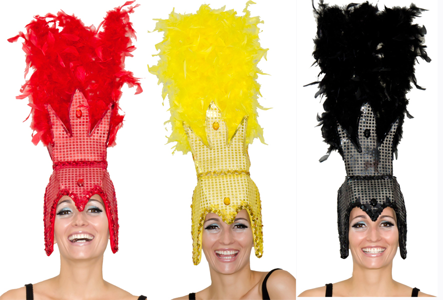 Coiffe cabaret paillettes et boa noir D AUTRES COULEUR