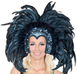 Coiffe paillettes et plumes brazil noir