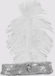 Bandeau charleston paillette argent + pierre +plume autruche