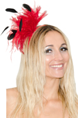 Serre tete cabaret plumes rouge et noir