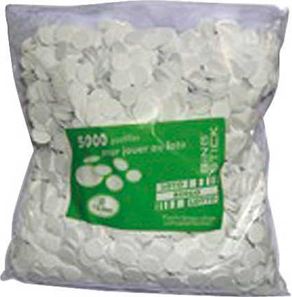 Sachet de 5000 pastilles blanches en polexan (carton) de 15 mm de diam&egrave;tre